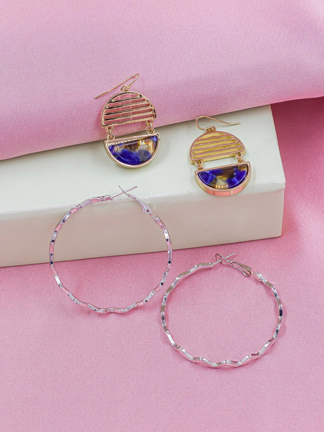 

Bellofox Pack Of 2 Contemporary Drop Earrings, Blue