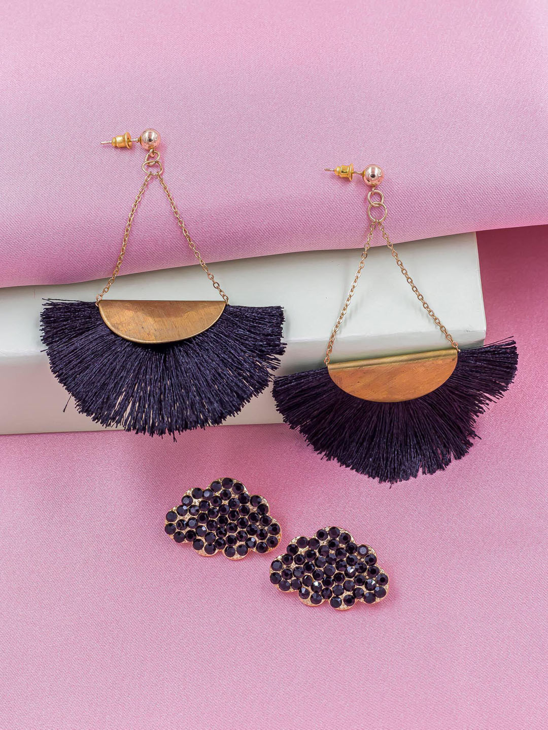 

Bellofox Pack Of 2 Black Contemporary Drop Earrings