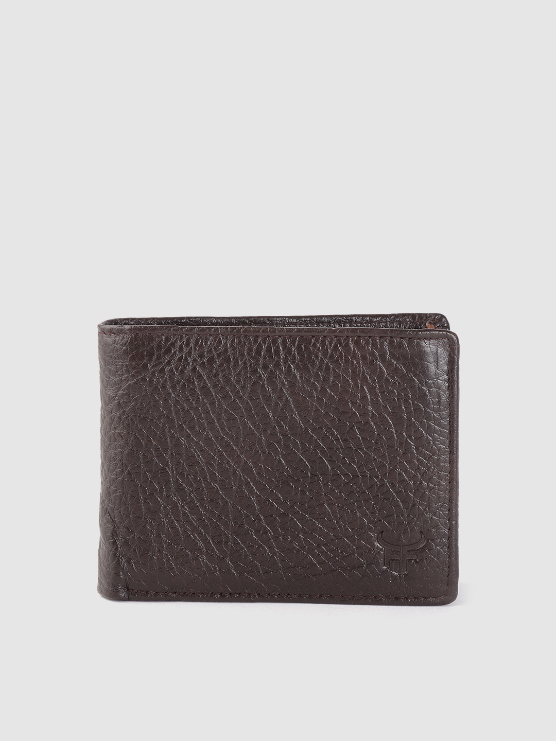 

Fusion Threads Men Brown Textured Leather Two Fold Wallet