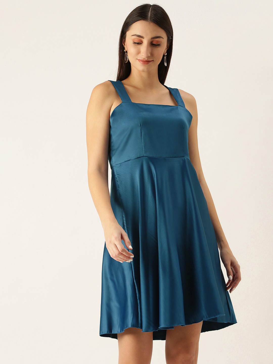 

COUPER & COLL Navy Blue Satin A-Line Dress