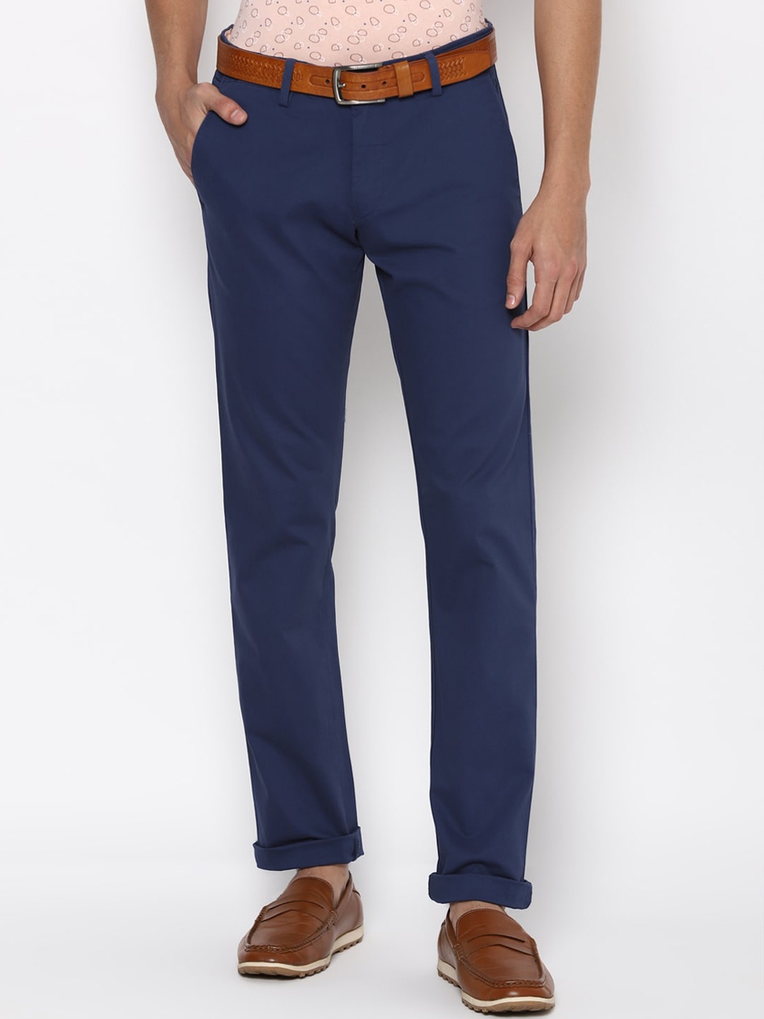 

Allen Solly Men Navy Blue Slim Fit Trousers