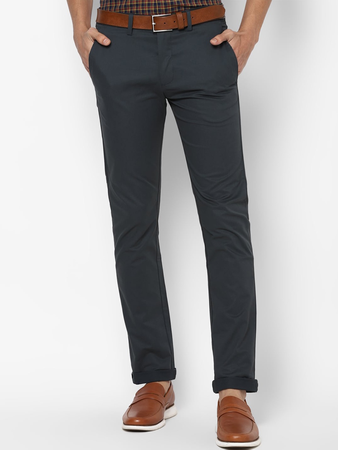

Allen Solly Men Navy Blue Slim Fit Solid Trousers