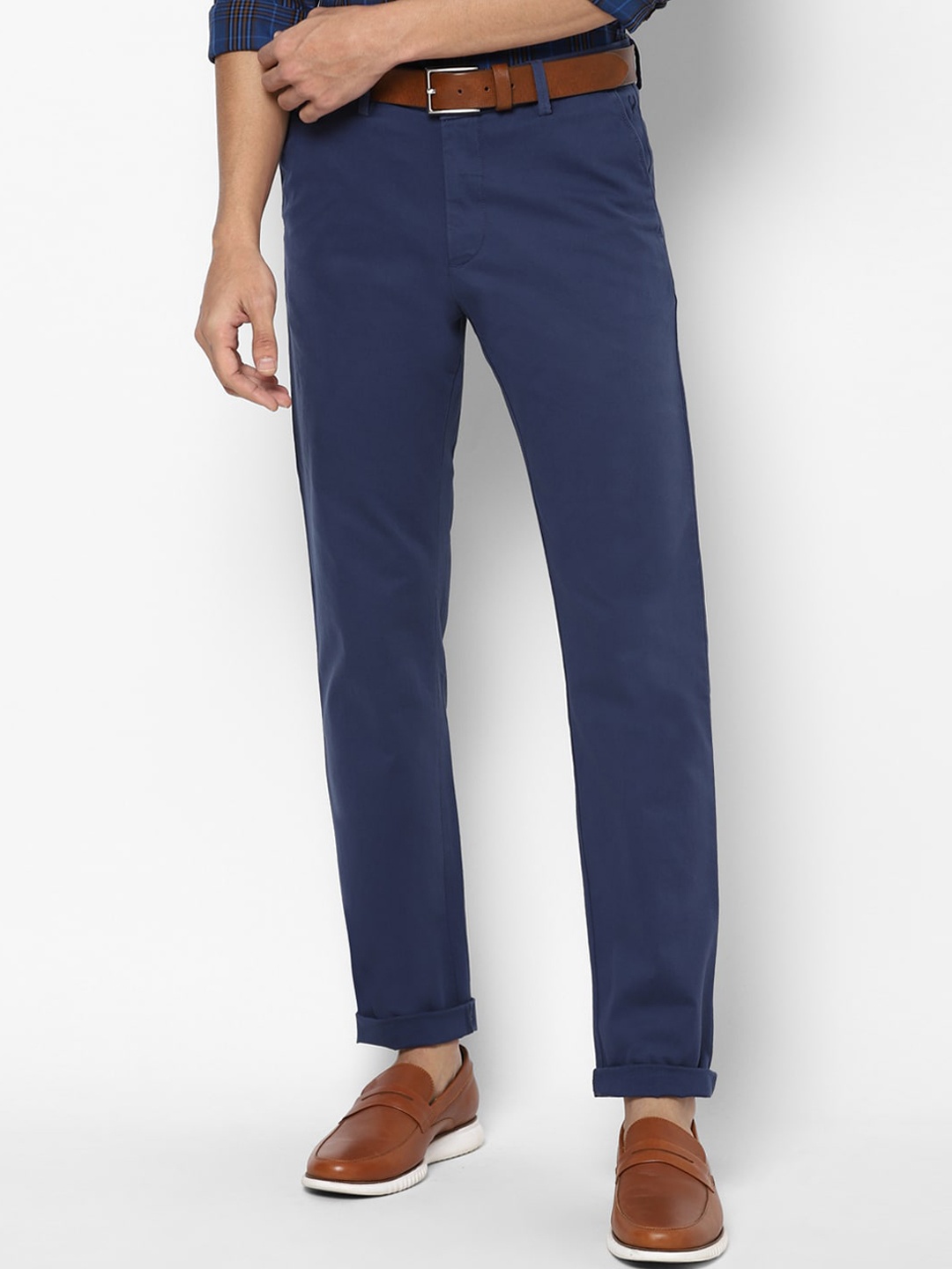 

Allen Solly Men Navy Blue Cotton Blend Trousers