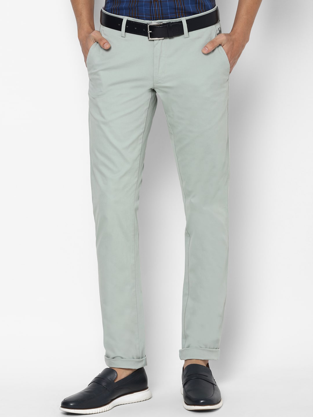 

Allen Solly Men Grey Solid Slim Fit Trousers
