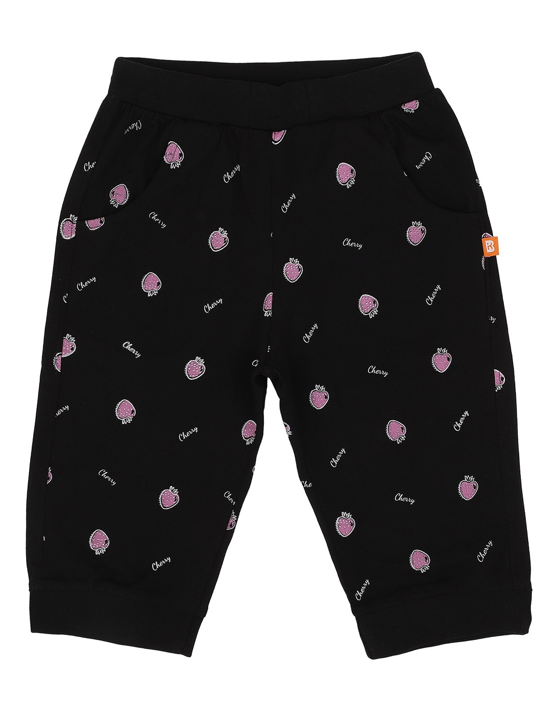 

PROTEENS Girls Black & Pink Printed Cotton Capris