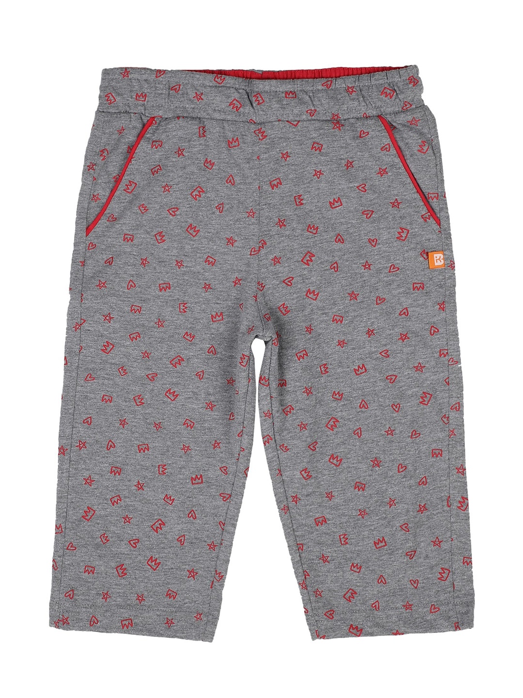 

PROTEENS Girls Grey & Red Printed Cotton Lounge Capris