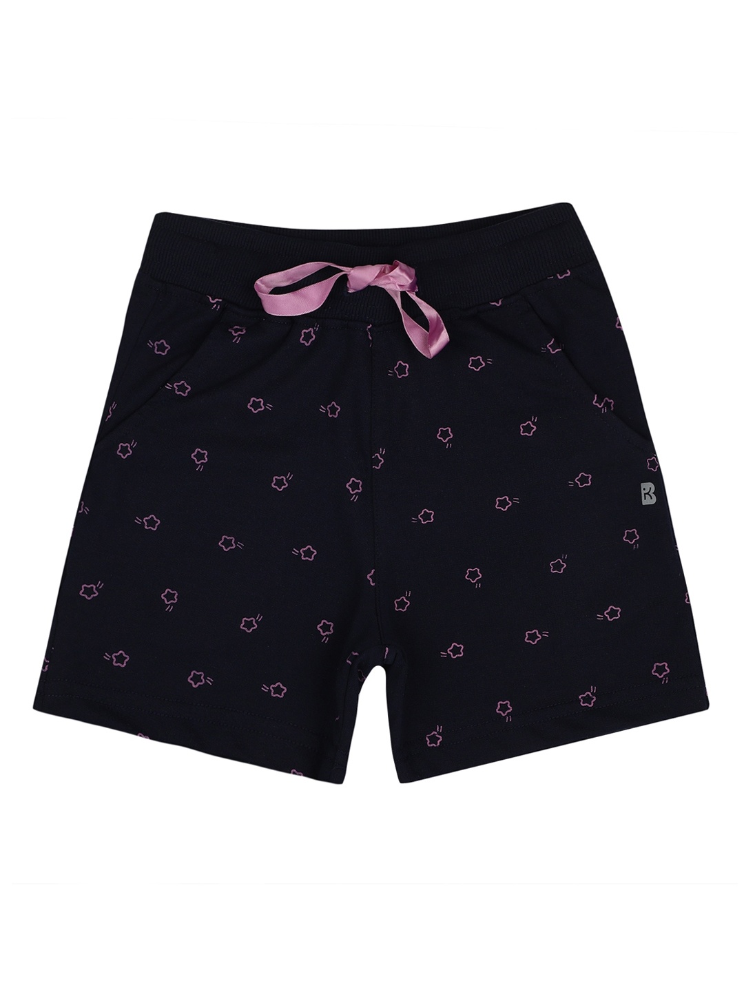

PROTEENS Girls Antiviral & Antibacterial Navy Blue Conversational Printed Cotton Shorts