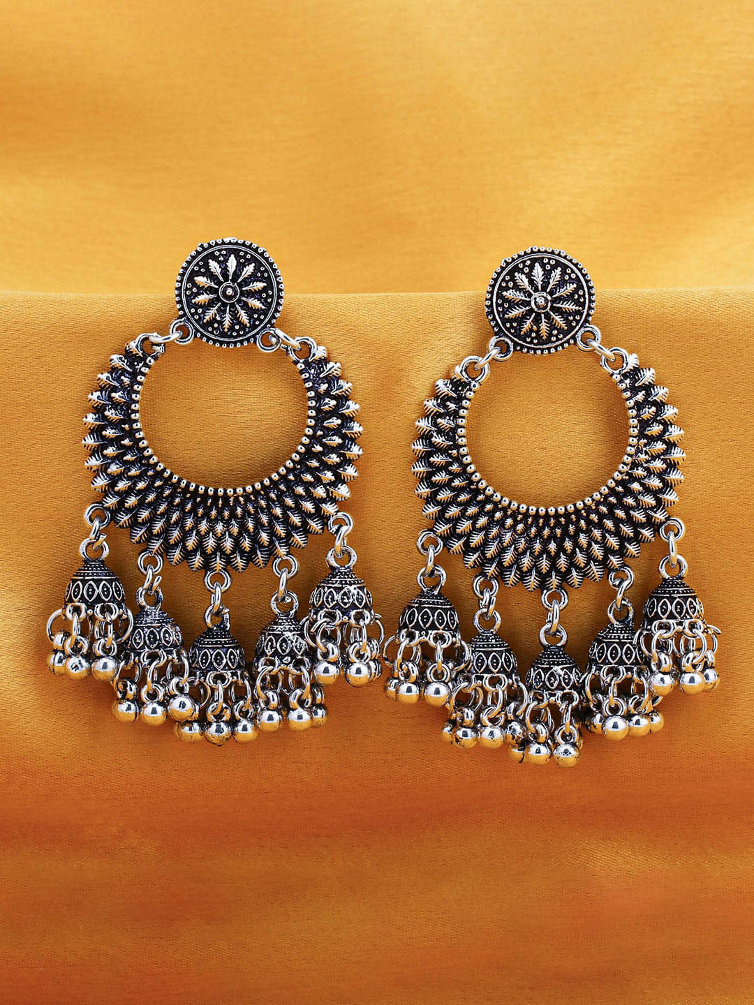

Sukkhi Silver-Toned Oxidised Chandbalis Earrings