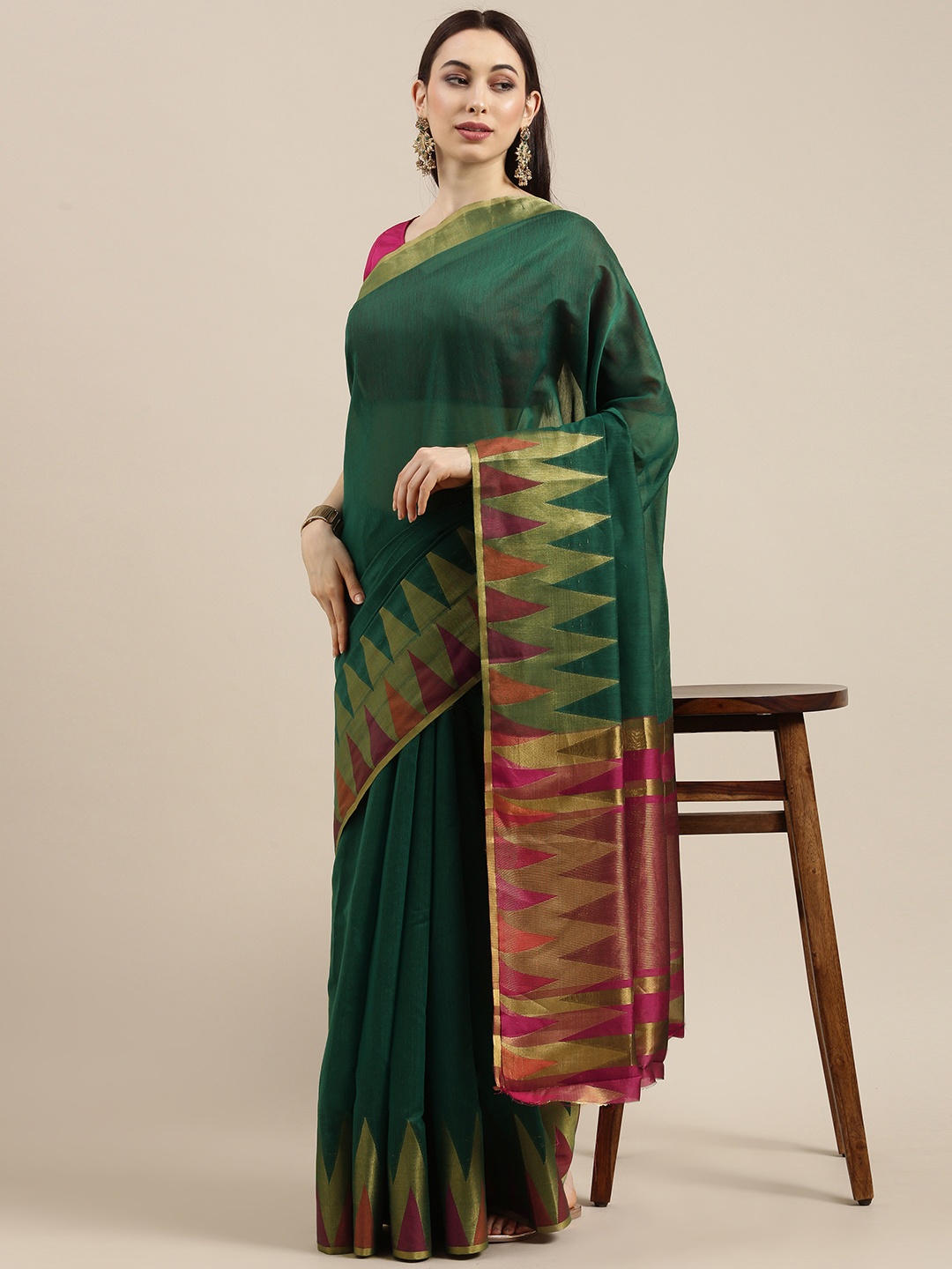 

all about you Teal Zari Saree