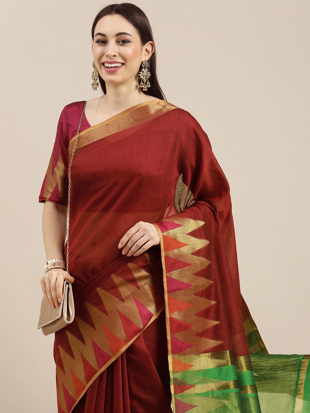 

all about you Maroon Zari Saree