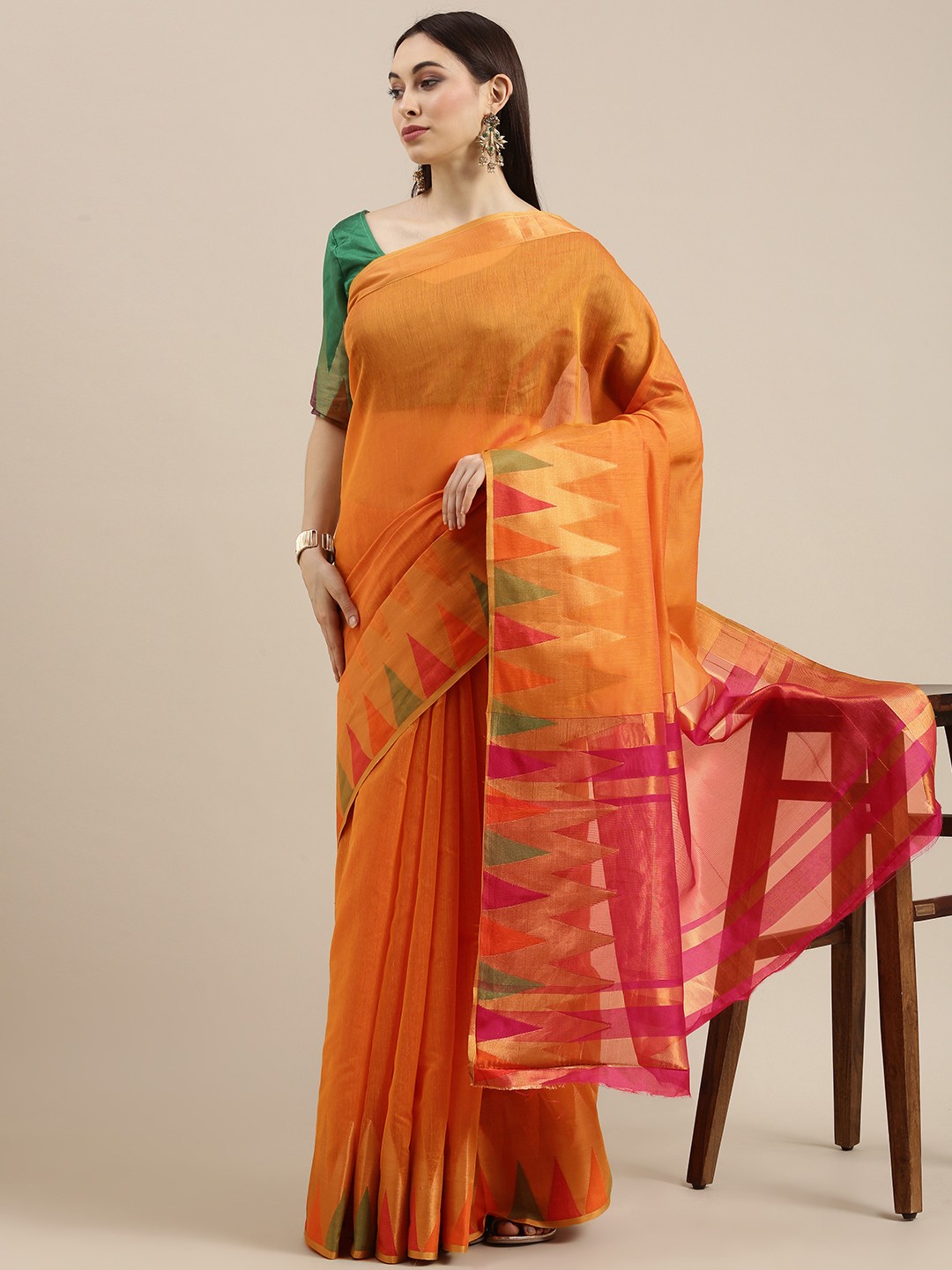 

all about you Mustard Zari Saree