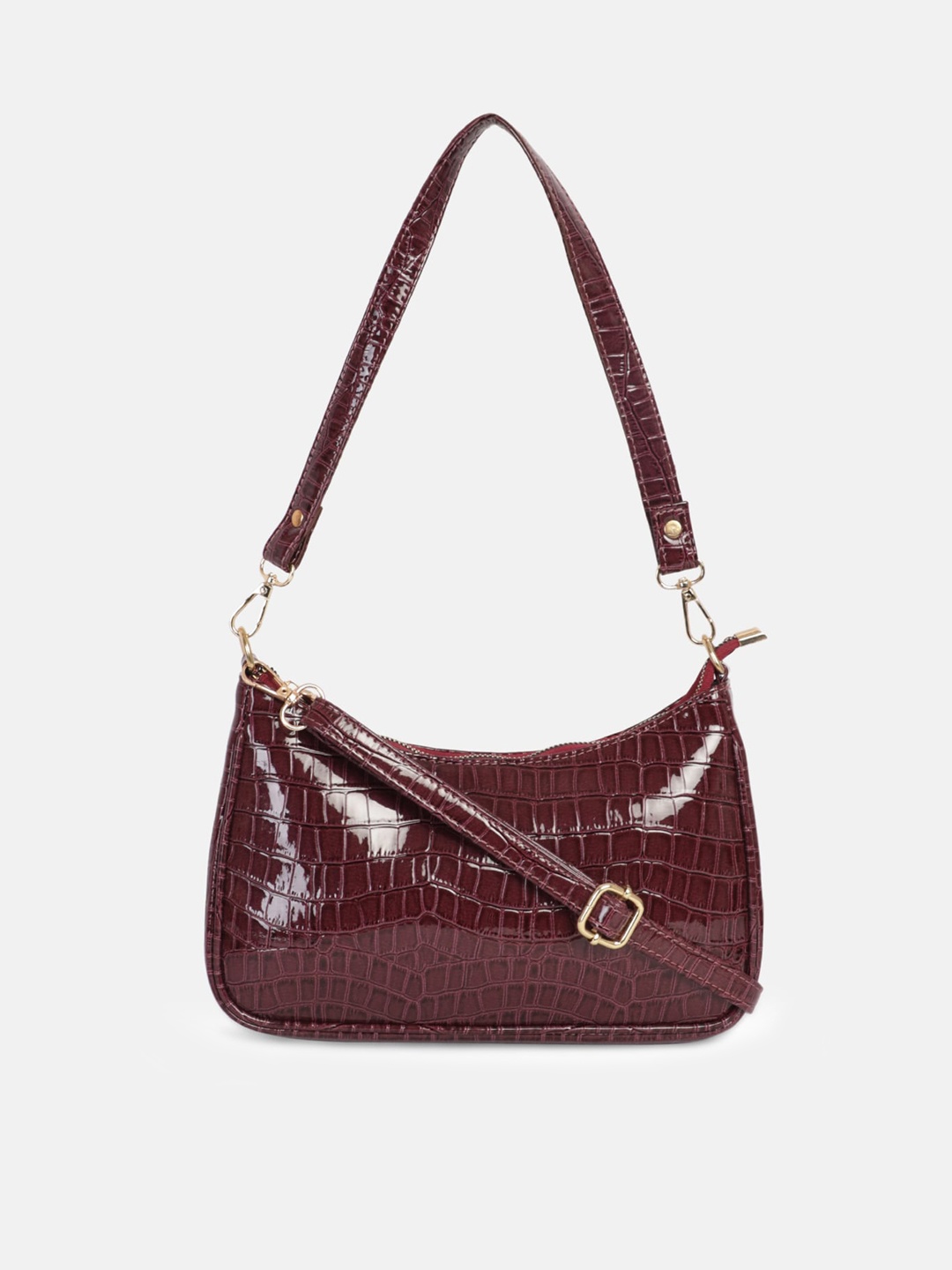 

Bagsy Malone Burgundy Animal Textured PU Structured Sling Bag