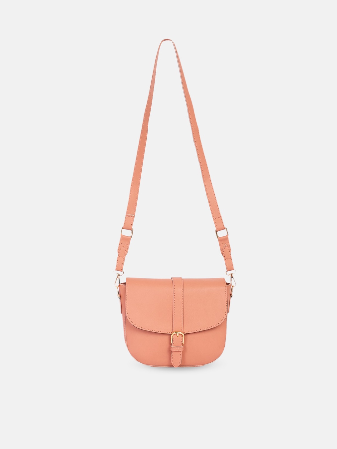 

Bagsy Malone Peach-Coloured Textured Structured Sling Bag