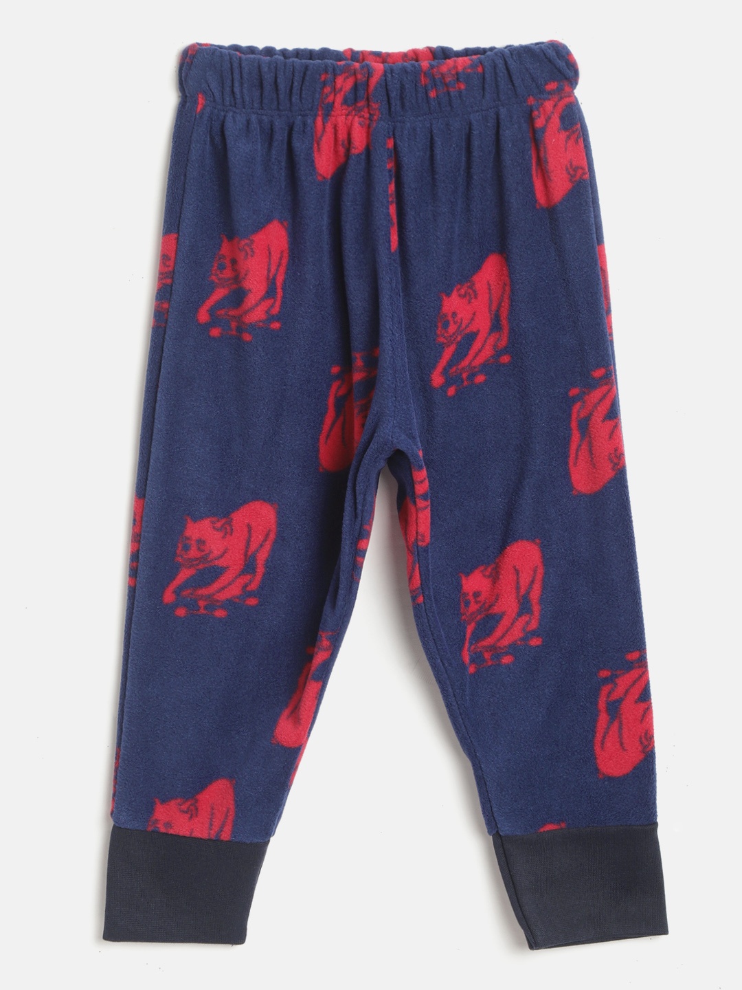 

CrayonFlakes Kids Unisex Navy Blue Animal Printed Polar Fleece Joggers