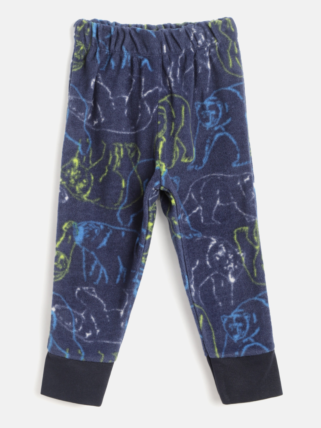 

CrayonFlakes Kids Navy Blue Polar Printed Fleece Slim-Fit Joggers