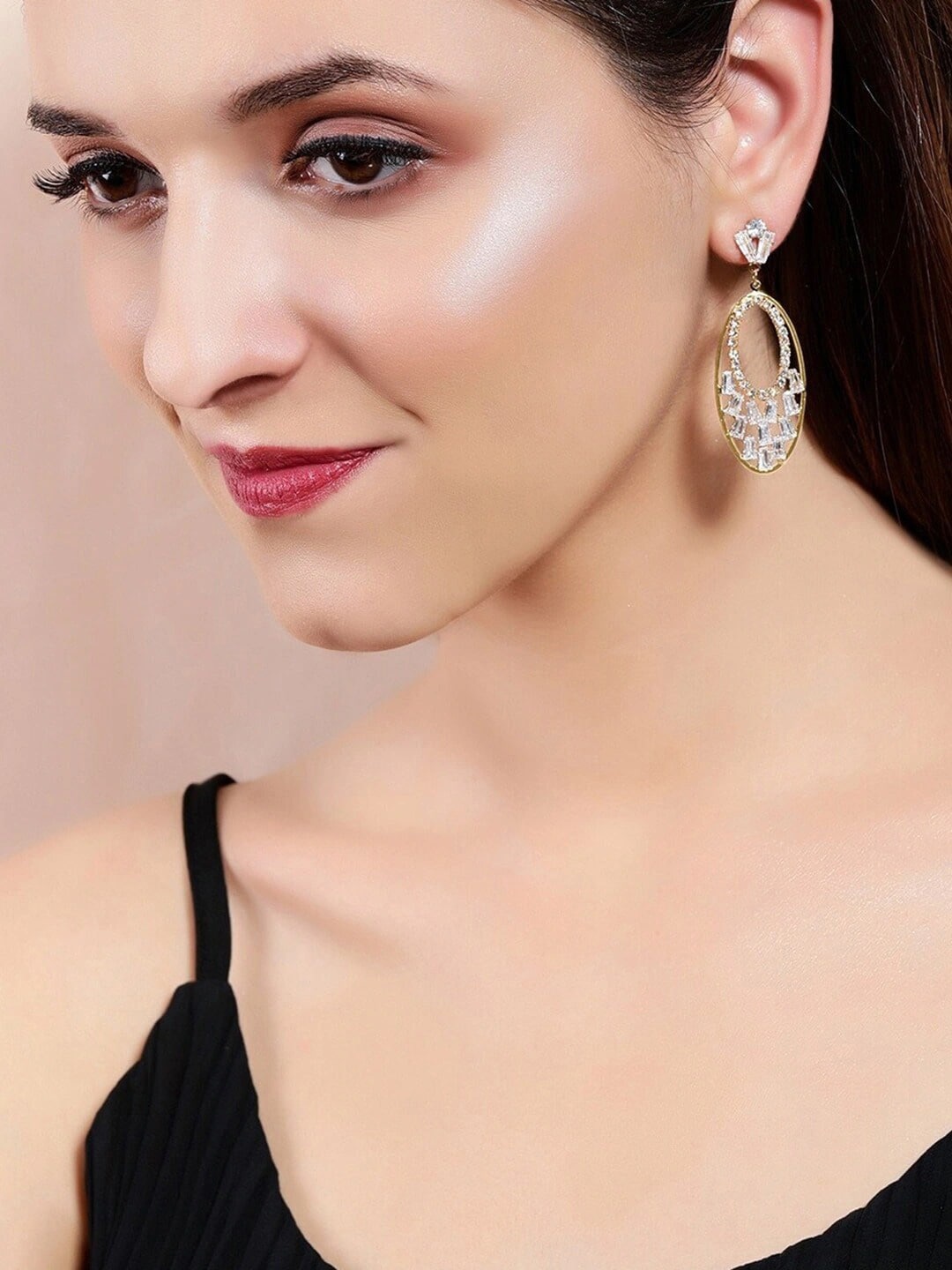 

TOKYO TALKIES X rubans FASHION ACCESSORIES Gold-Toned Oval Drop Earrings