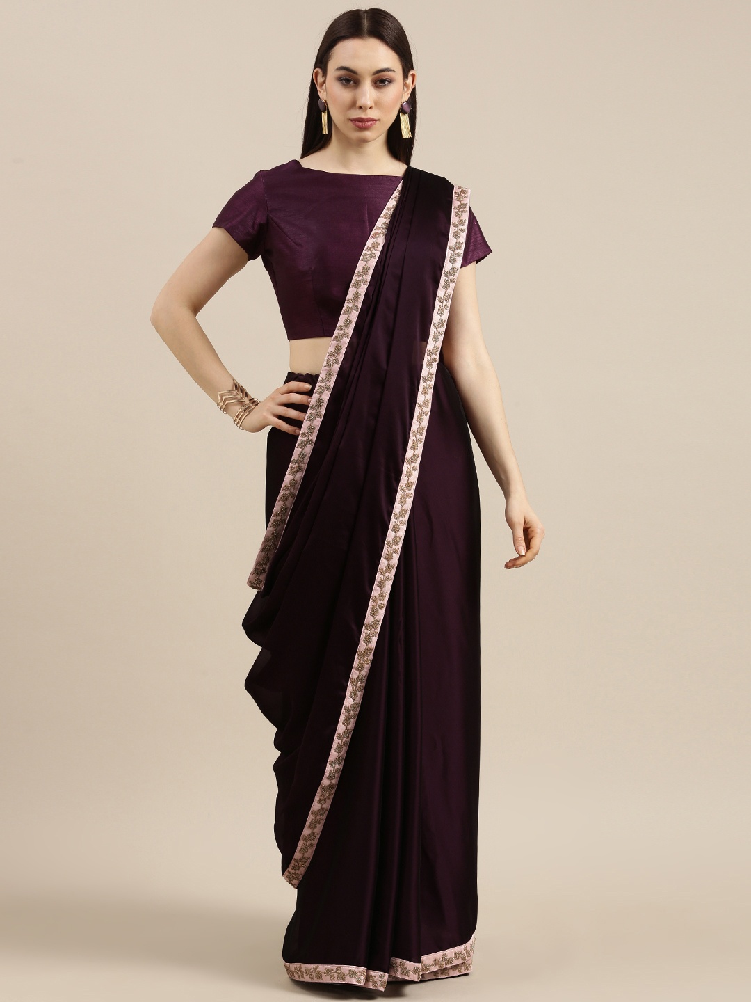 

all about you Purple Embellished Saree