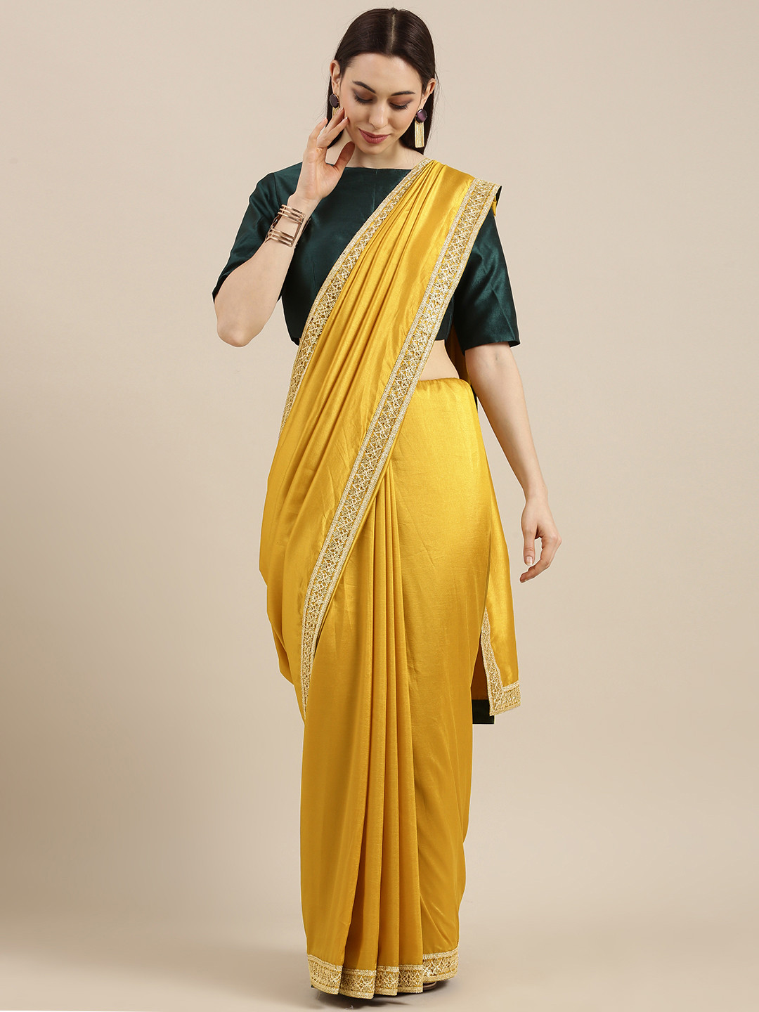 

all about you Mustard Embellished Saree