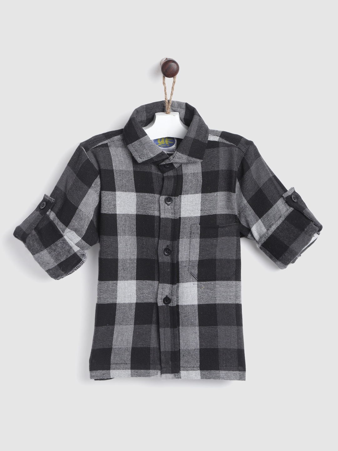 

YK Boys Grey Gingham Checked Casual Shirt