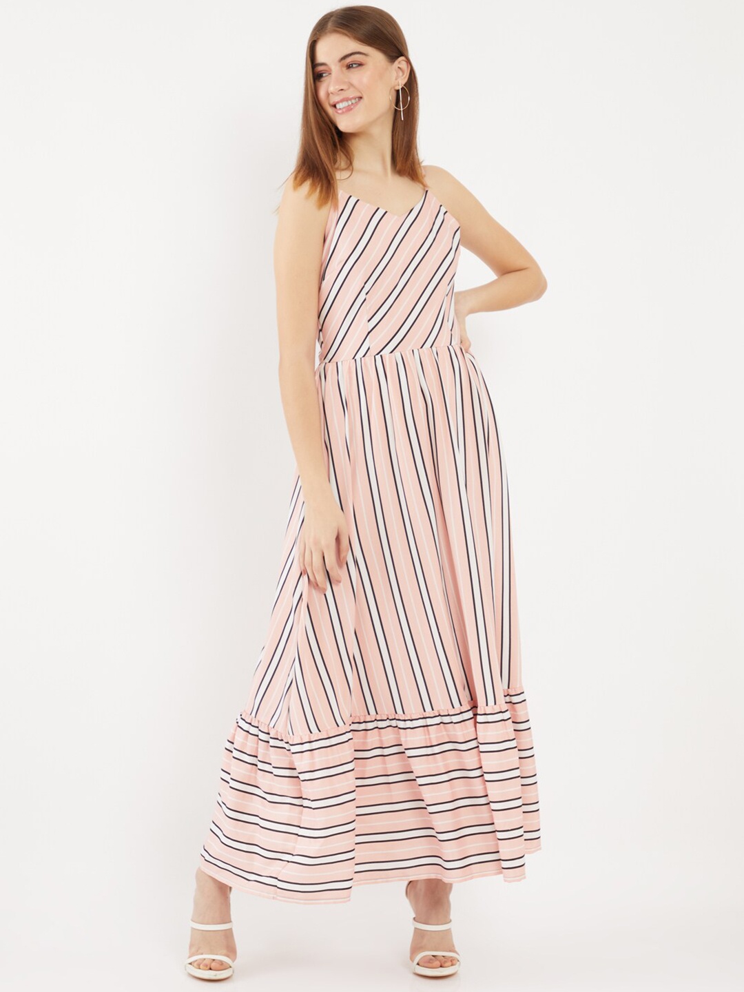 

Zink London Woman Pink Striped Maxi Dress