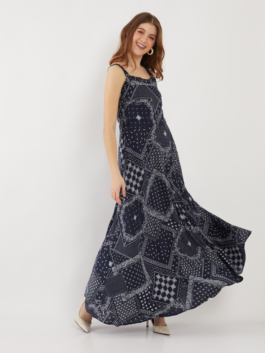 

Zink London Blue Ethnic Motifs Maxi Dress