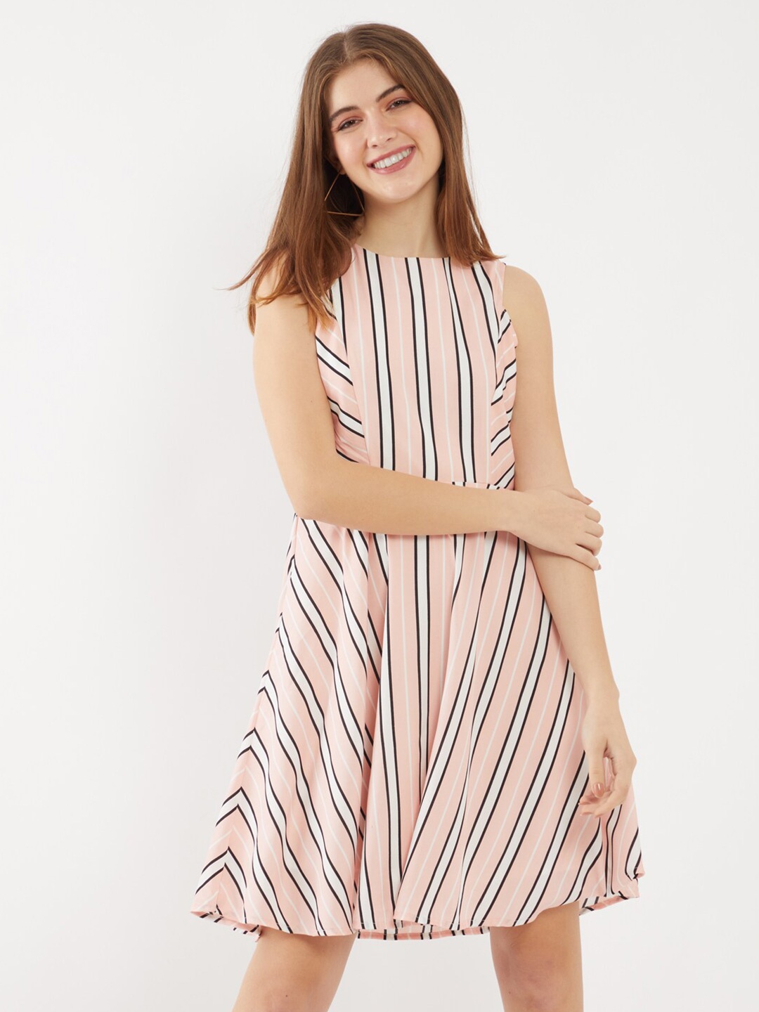 

Zink London Peach-Coloured & White Striped Dress