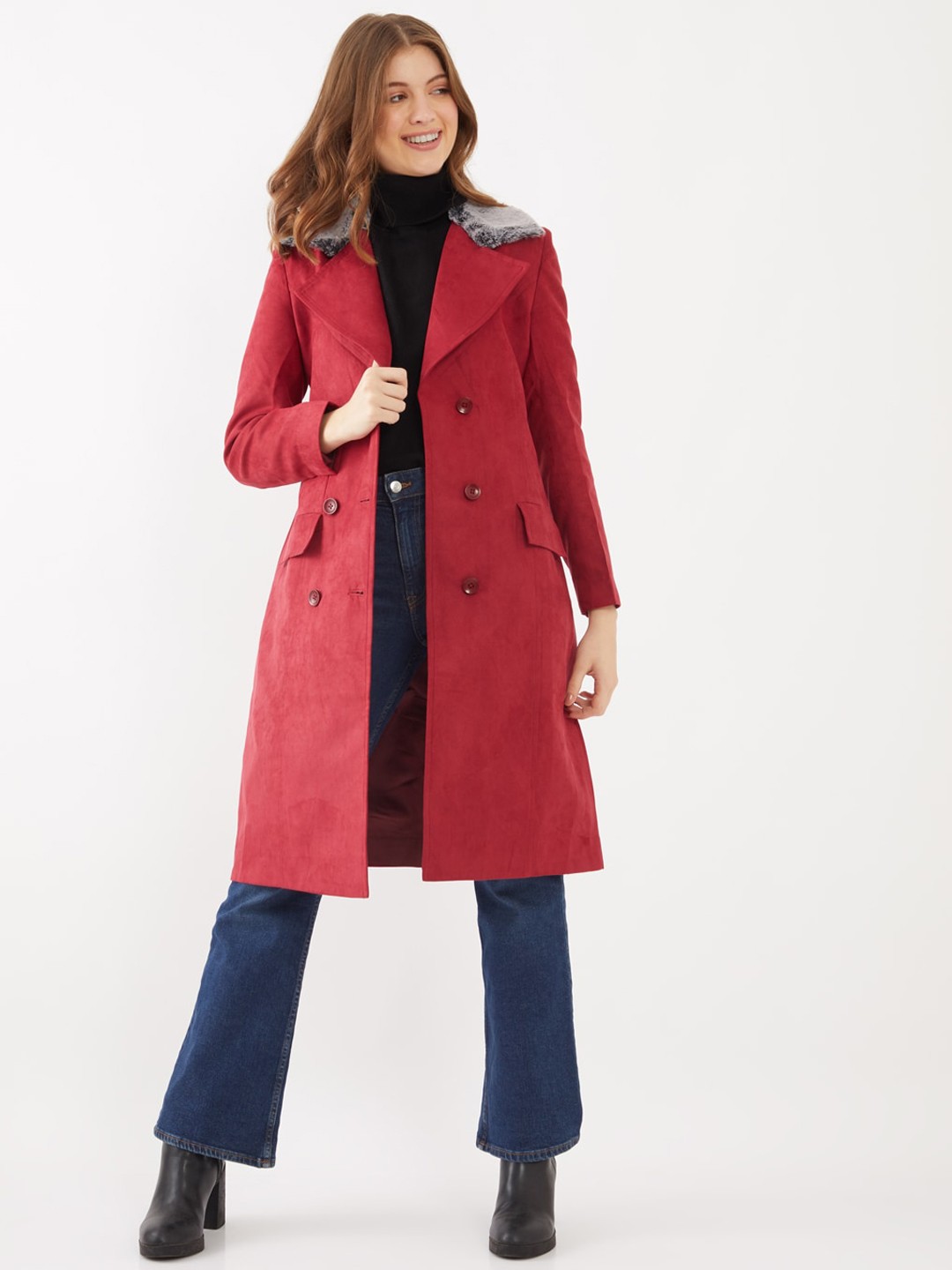 

Zink London Women Red Solid Overcoat