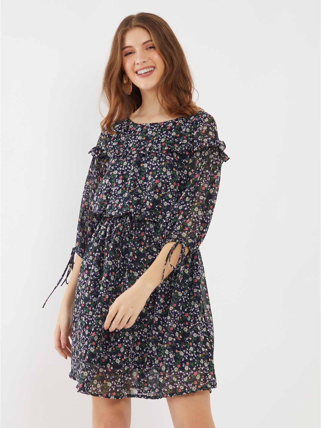 

Zink London Navy Blue Floral Dress