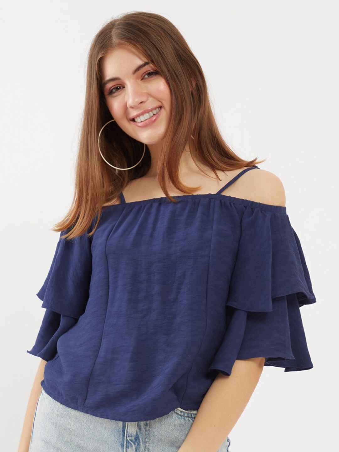 

Zink London Blue Bardot Top