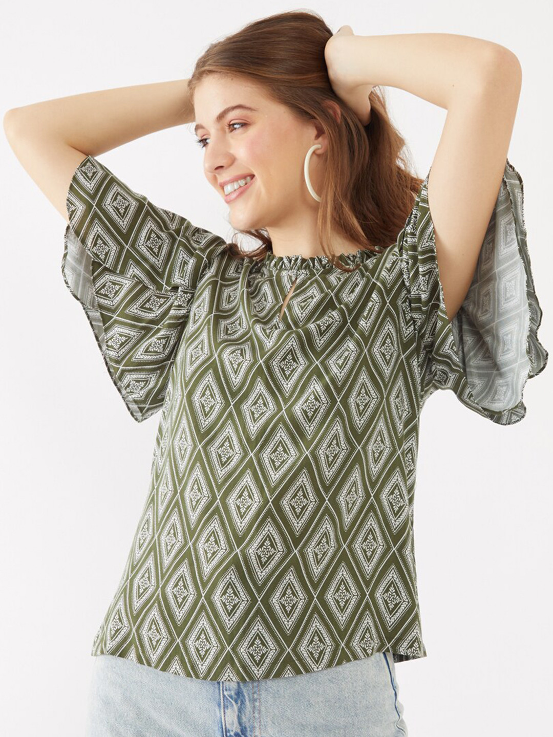 

Zink London Green Print Top
