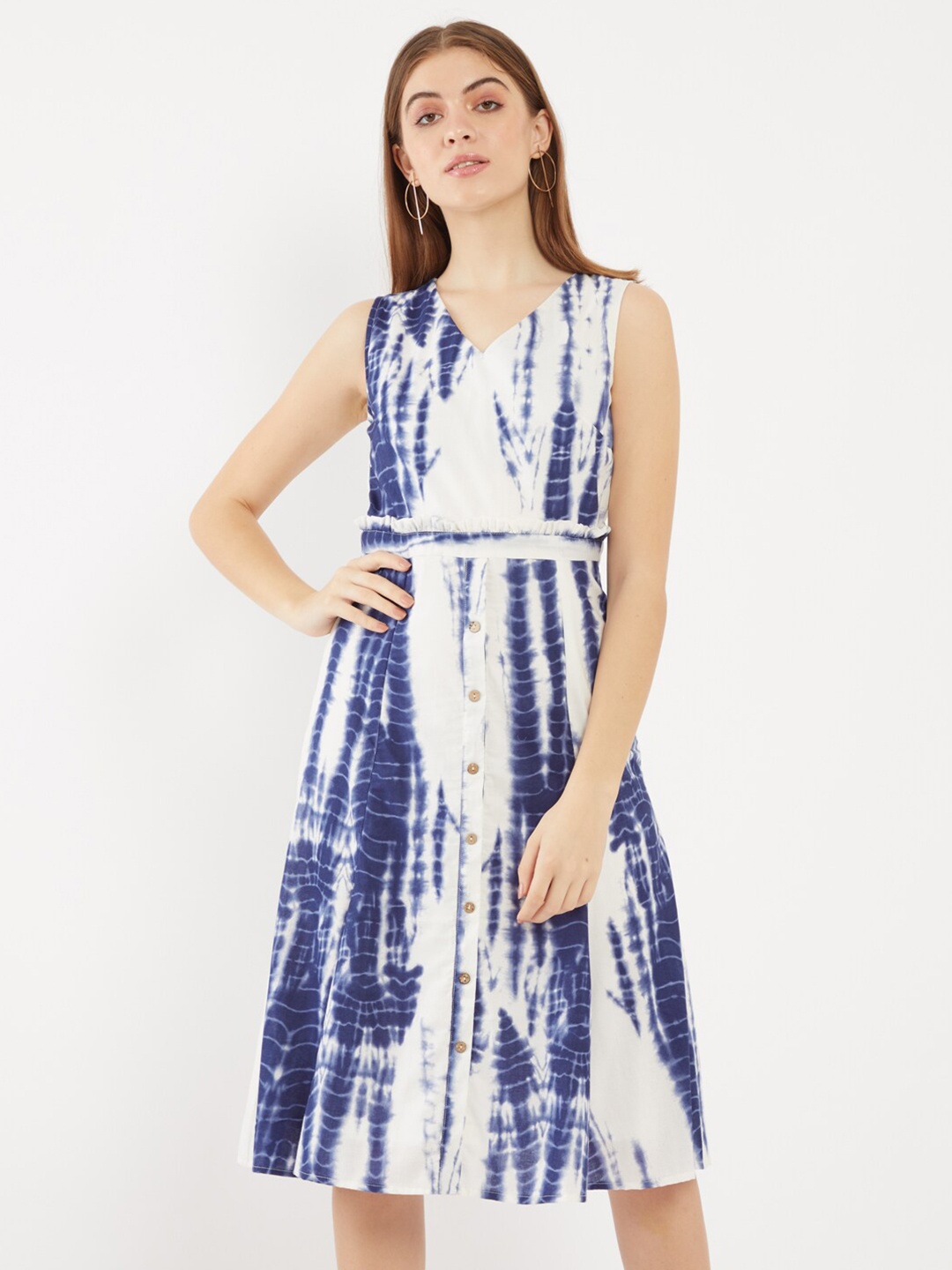 

Zink London Women Blue Tie and Dye A-Line Dress