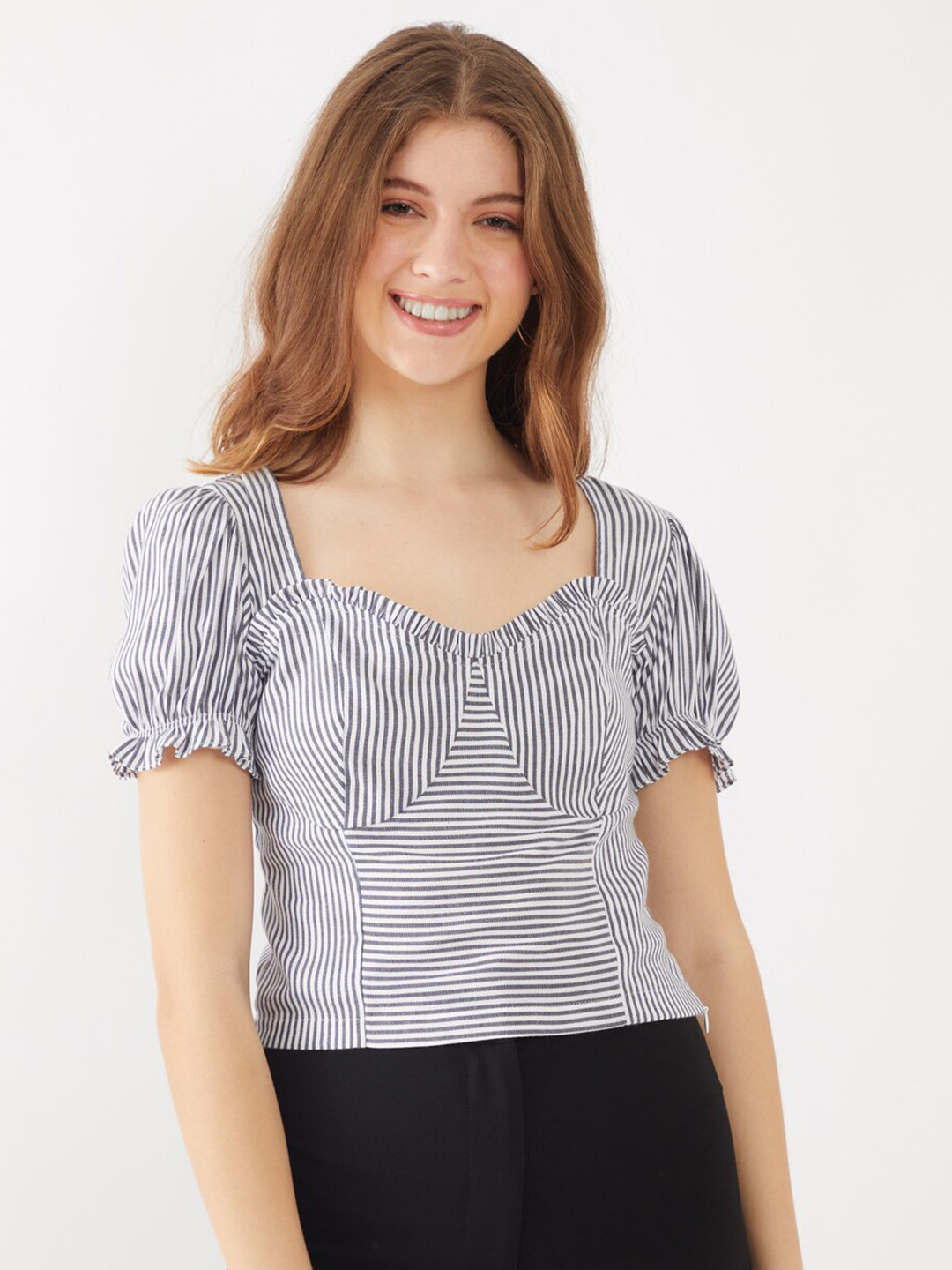 

Zink London Black & White Striped Top