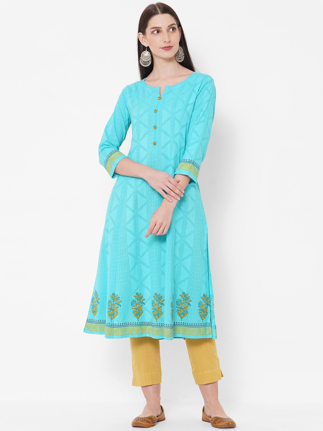

KAMI KUBI Women Blue Printed Anarkali Kurta