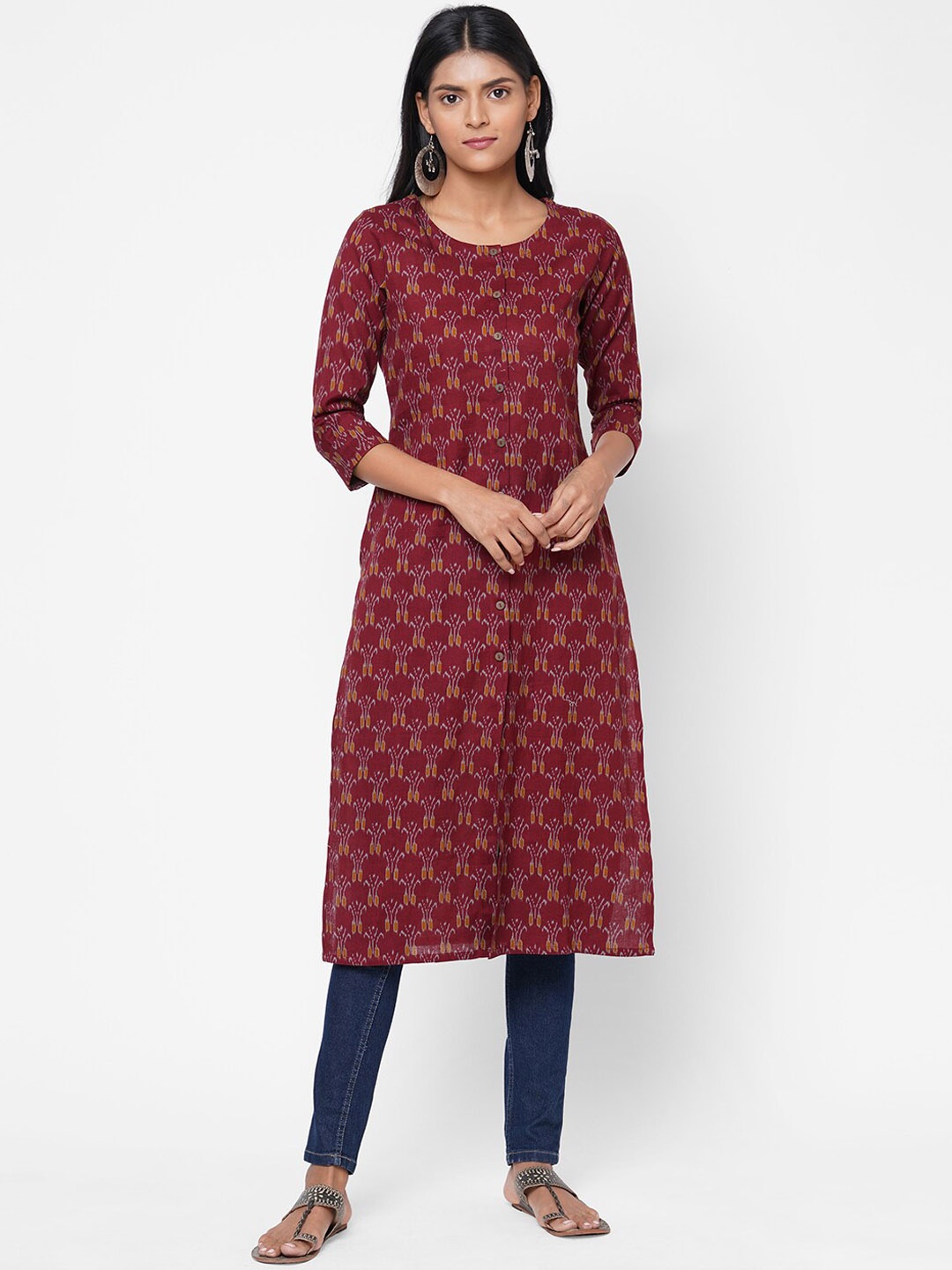 

KAMI KUBI Women Maroon Ethnic Motifs Kurta
