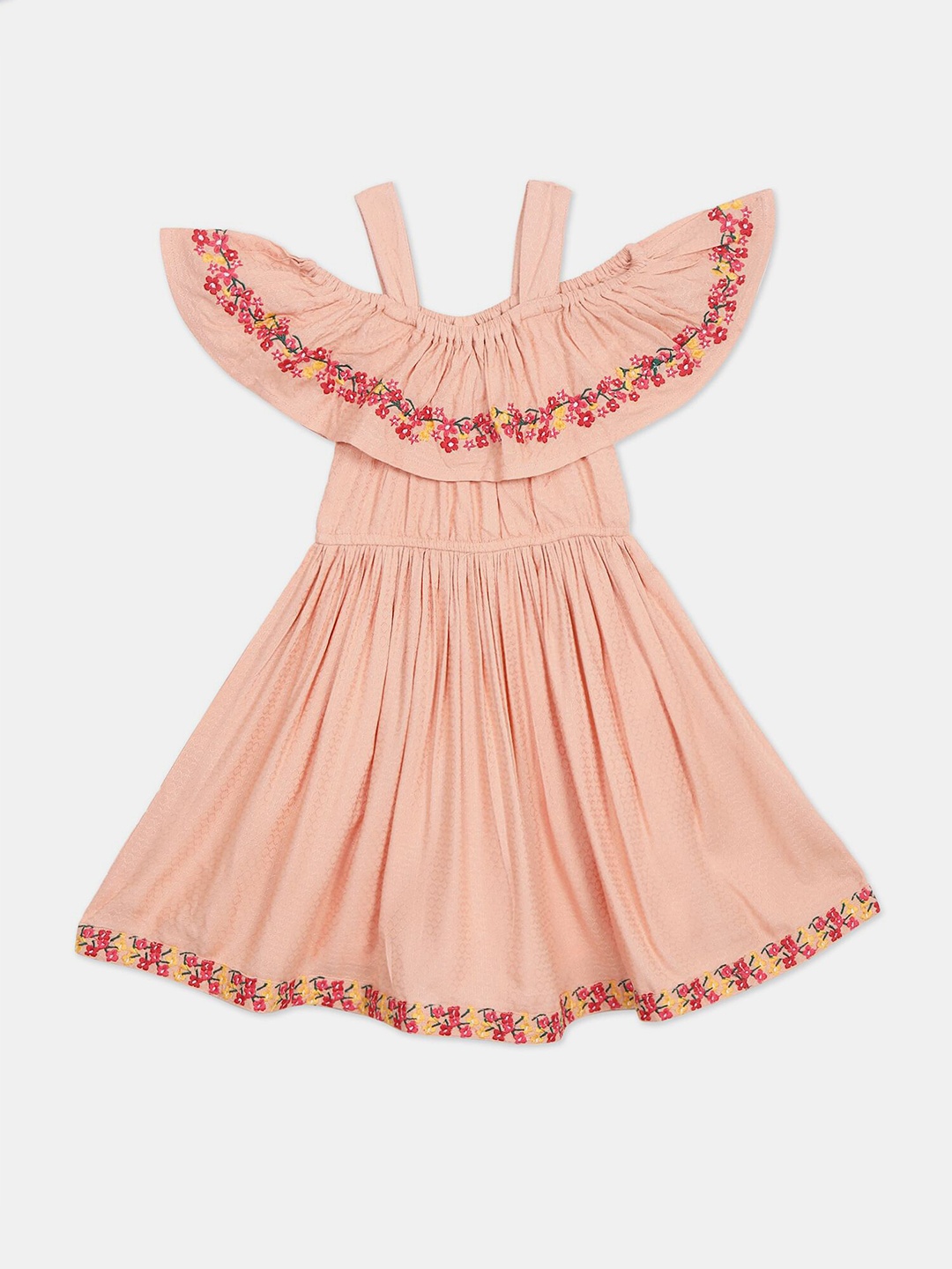 

Cherokee Orange Embroidered Cold Shoulder Dress