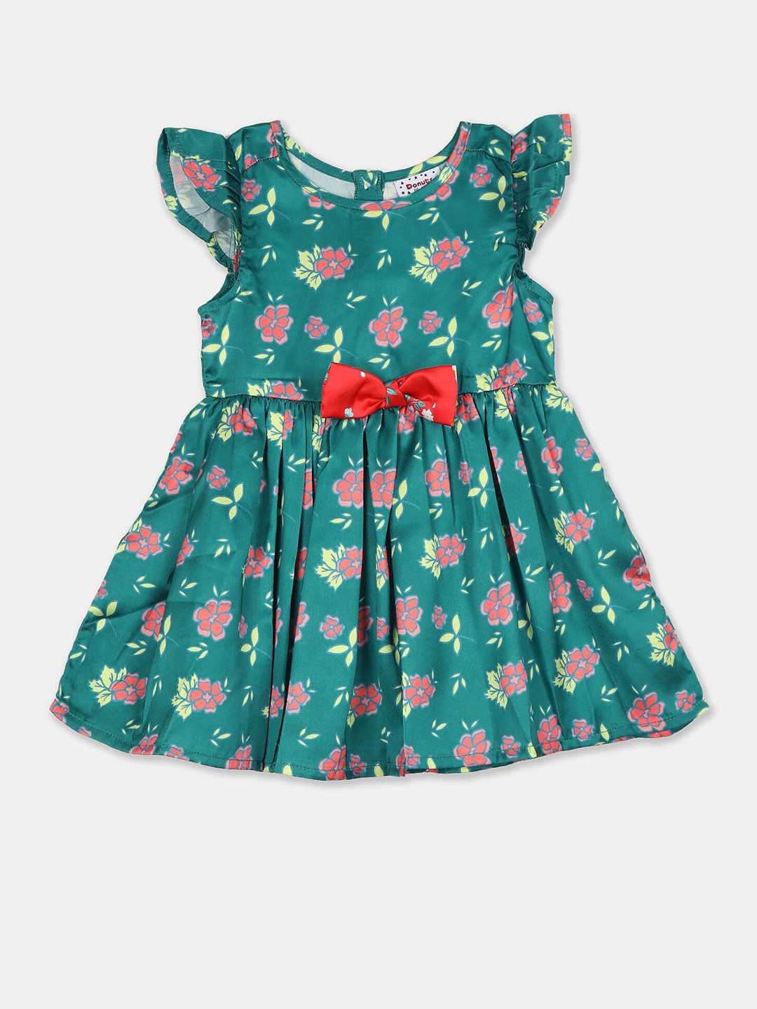 

Donuts Green Floral Fit & Flare Dress