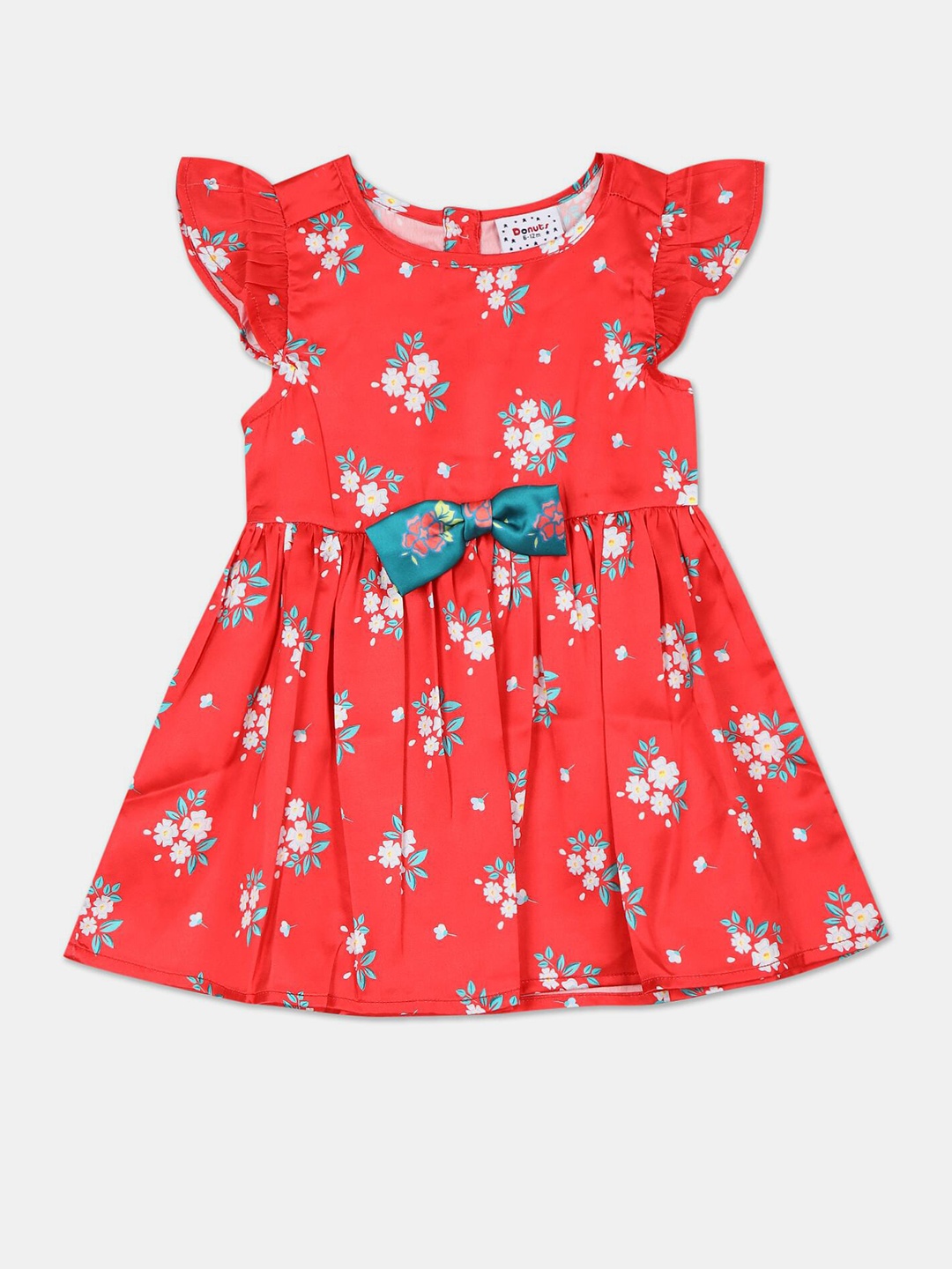 

Donuts Girls Red Floral Printed Fit and Flare Dress