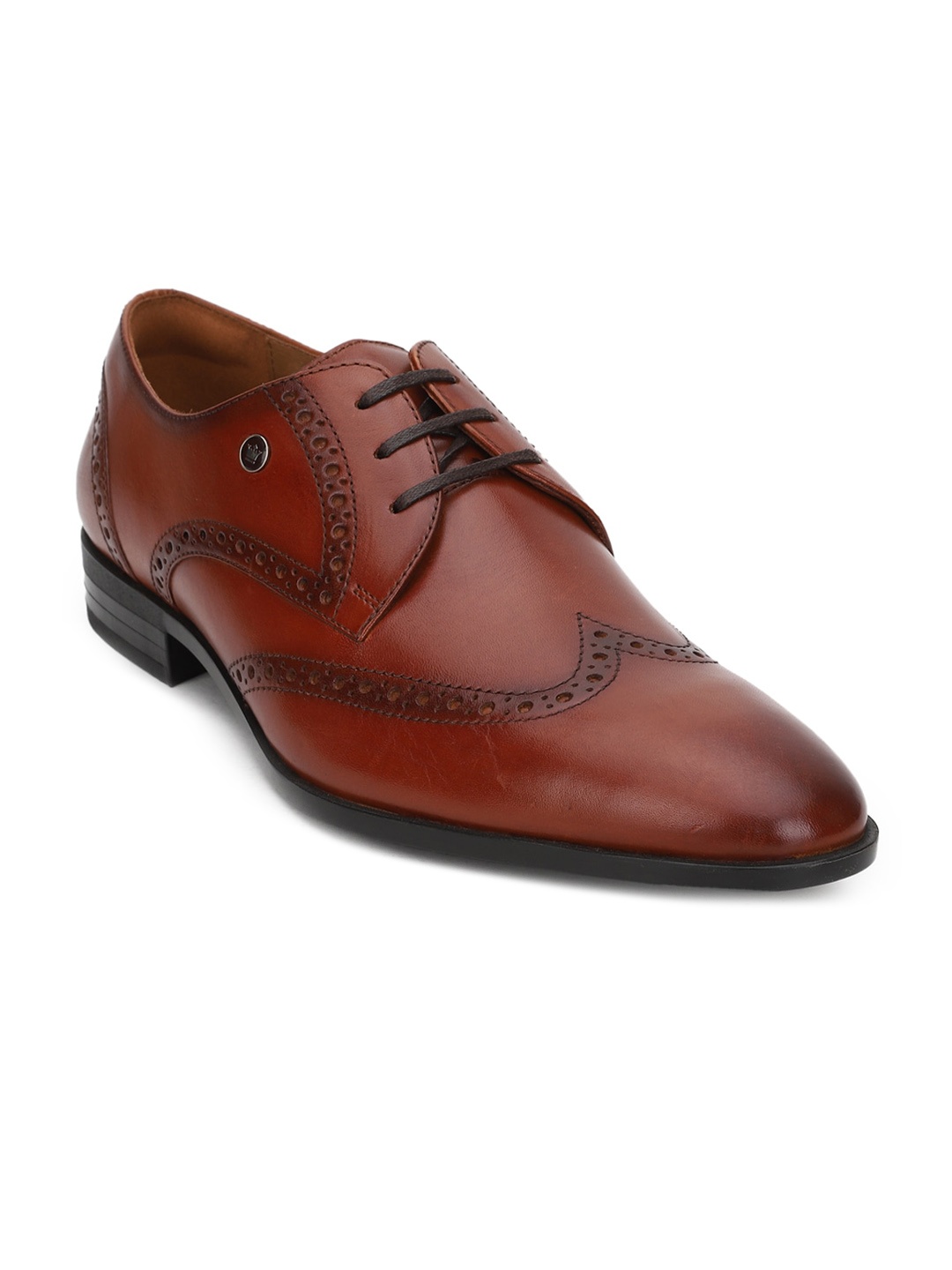 

Louis Philippe Men Brown Textured Leather Formal Oxfords
