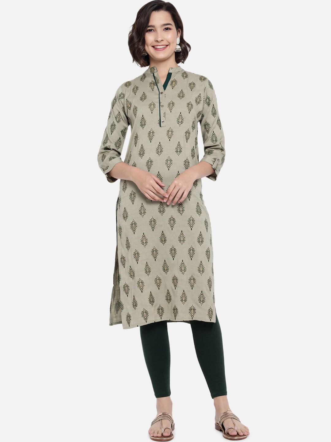 

GRACIT Women Grey Floral Printed Kurta