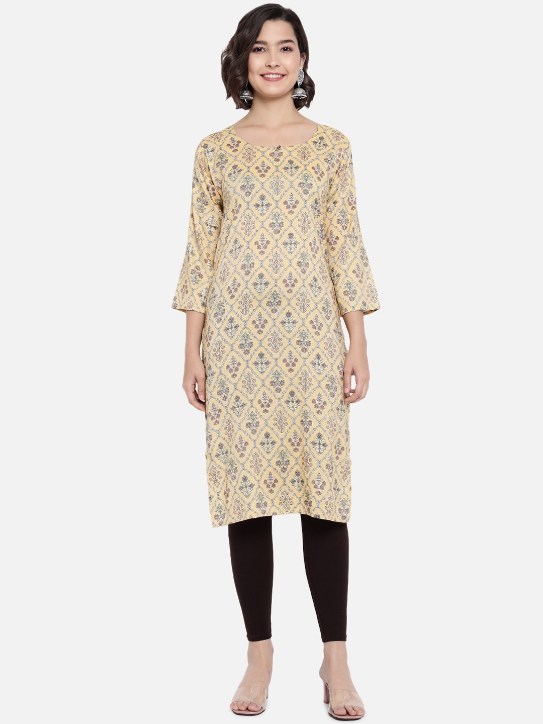 

GRACIT Women Lime Green Printed Kurti with Leggings