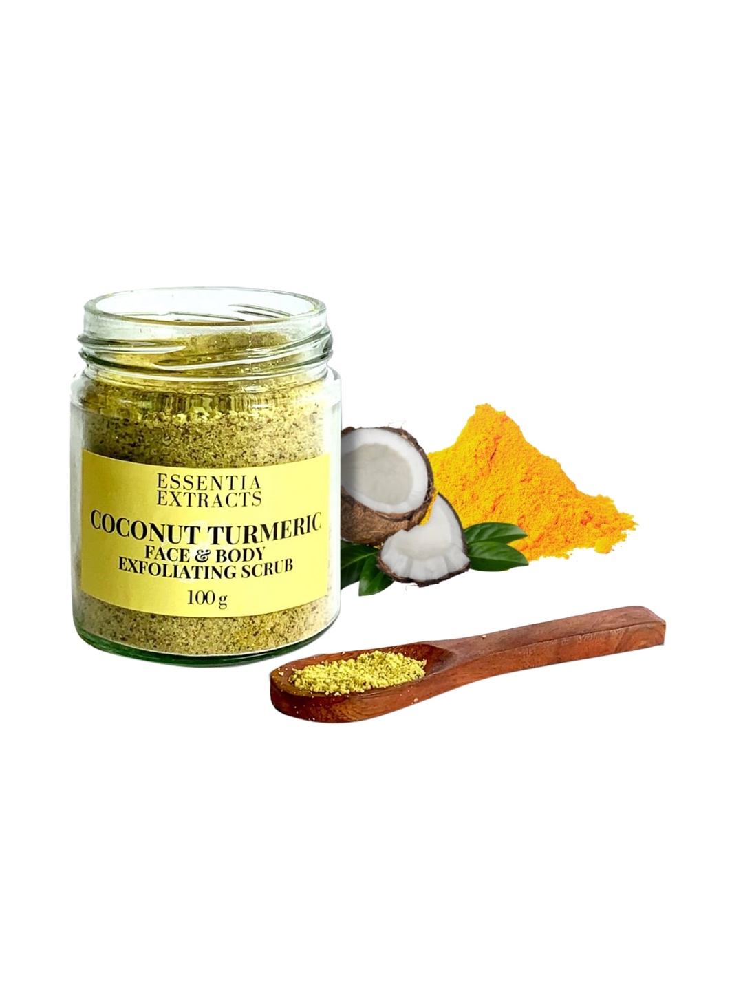 

ESSENTIA EXTRACTS Coconut Turmeric Face & Body Exfoliating Scrub - 100 g, Brown