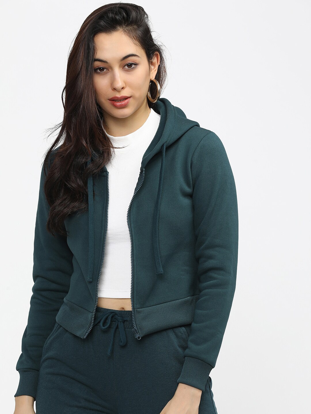 

Tokyo Talkies Women Blue Hooded Sweatshirt