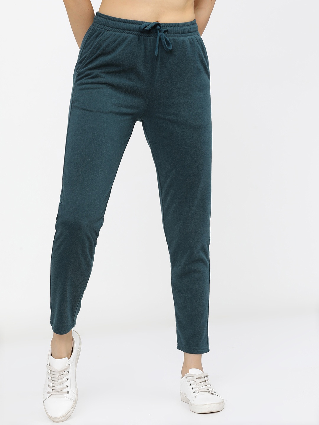 

Tokyo Talkies Women Teal Solid Track Pants