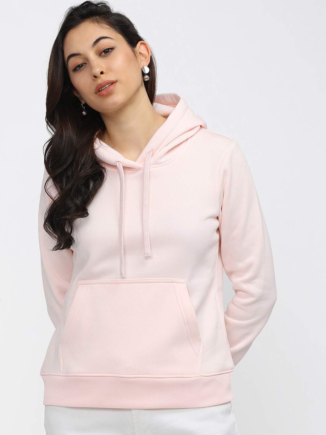 

Tokyo Talkies Women Pink Hooded Sweatshirt