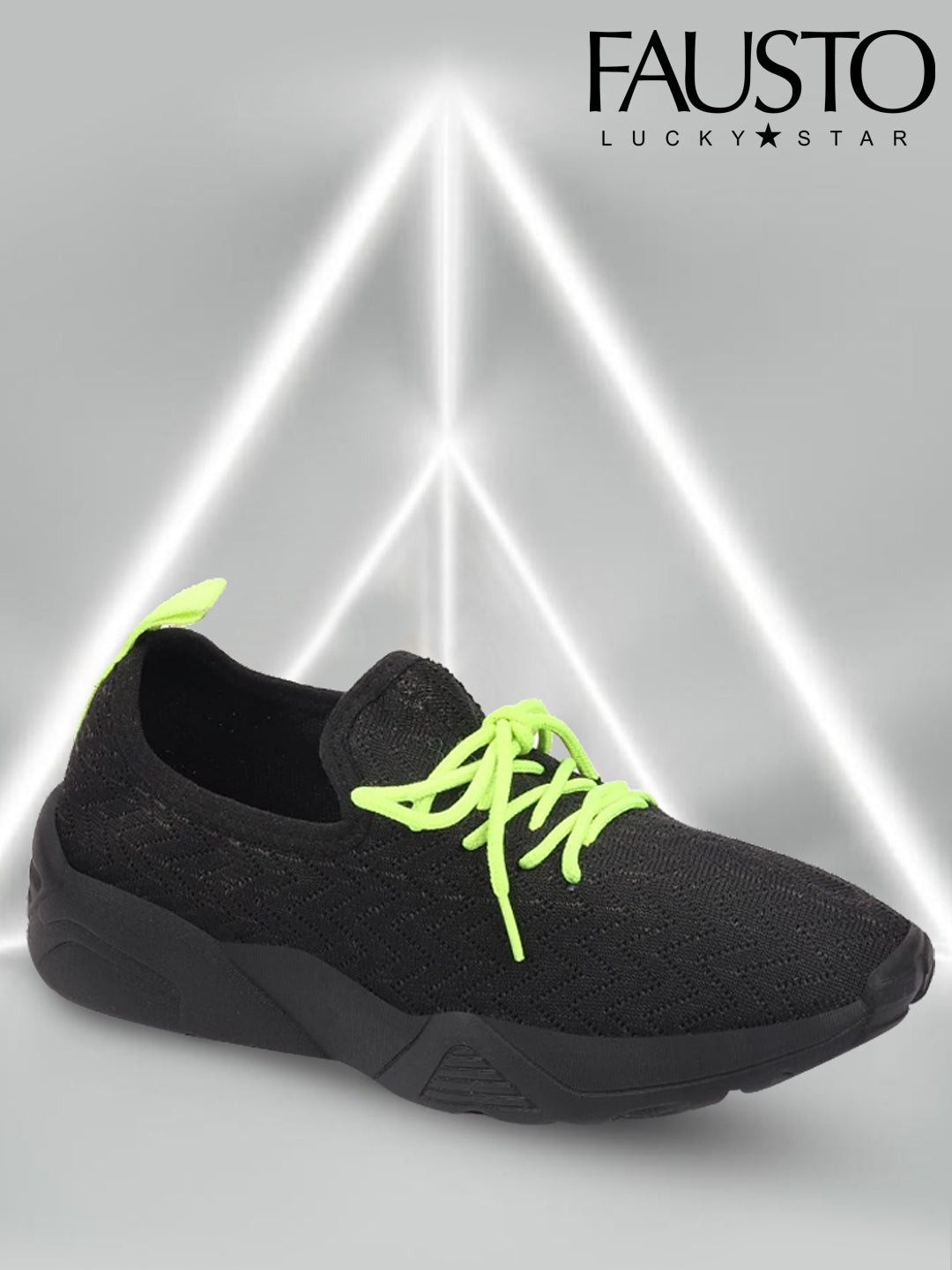 

FAUSTO Women Black Mesh Running Non-Marking Shoes