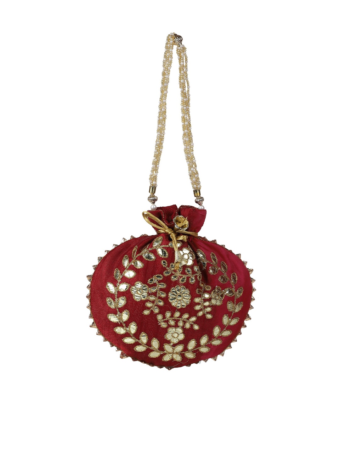 

Aditi Wasan Red & Cream-Coloured Embroidered Potli Clutch