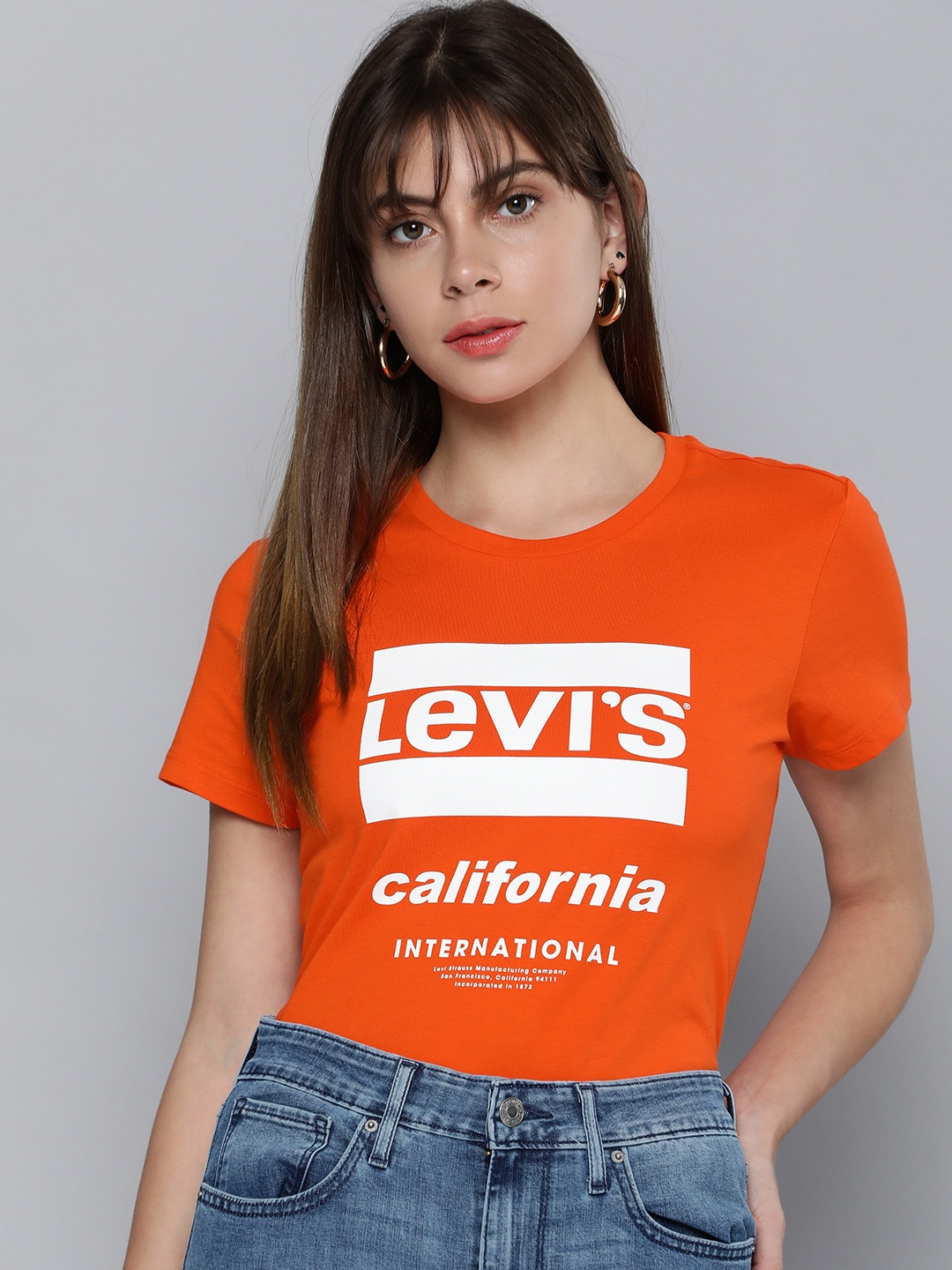 

Levis Women Orange Typography Printed Pure Cotton T-shirt