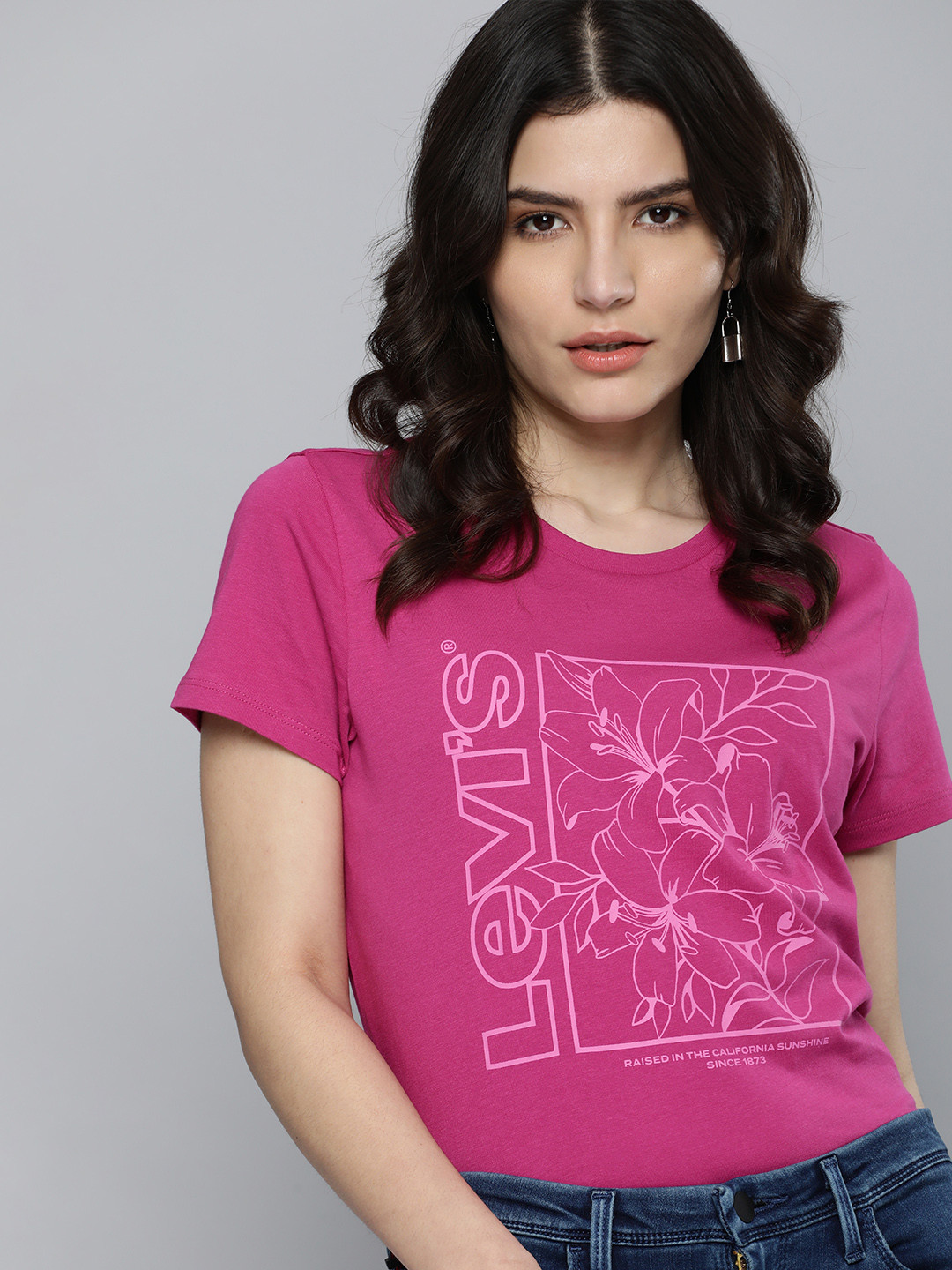 

Levis Women Pink Graphical Printed Casual T-shirt