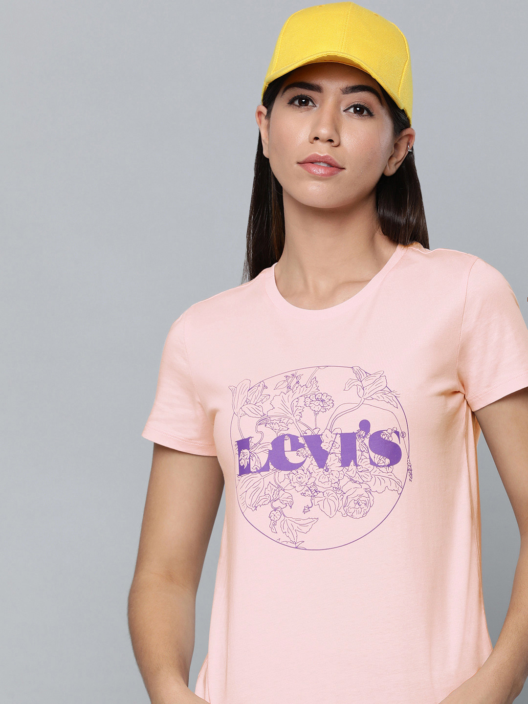 

Levis Women Pink & Blue Graphic Printed Casual T-shirt