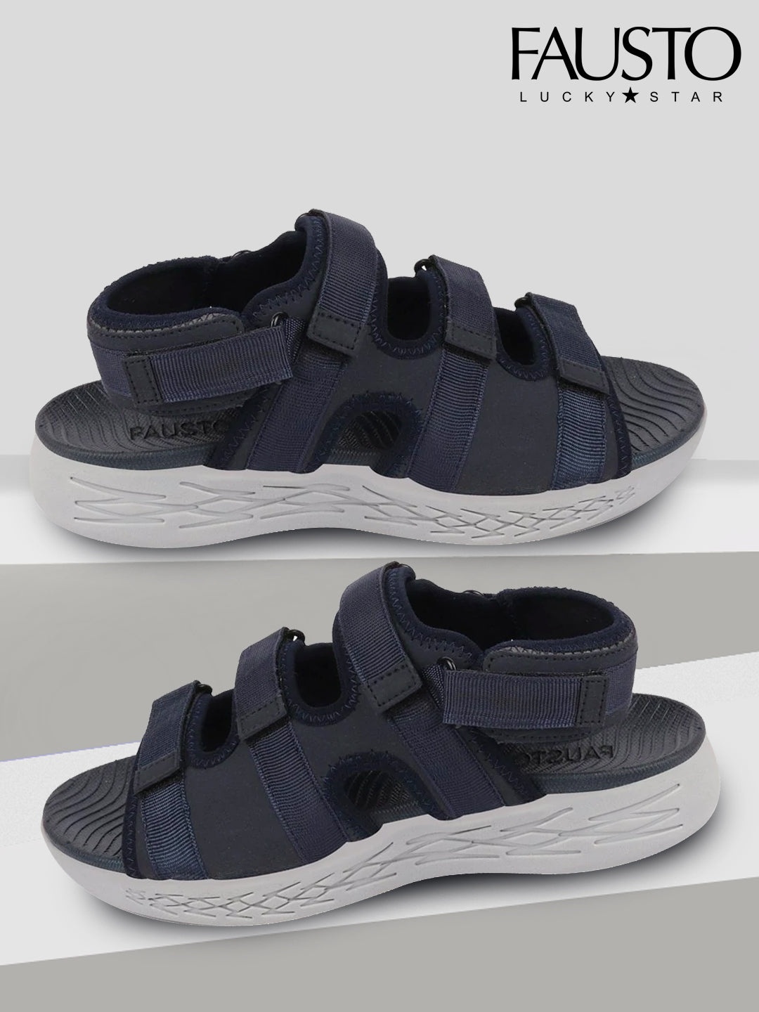 

FAUSTO Men's Navy Blue Synthetic Sports Sandal